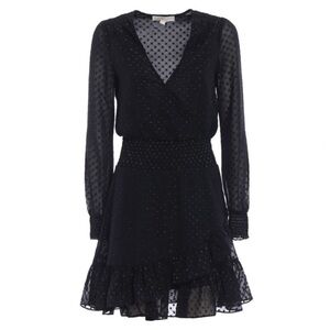 NWT Michael Kors- Black Long Sleeve Swiss Dot Dress
